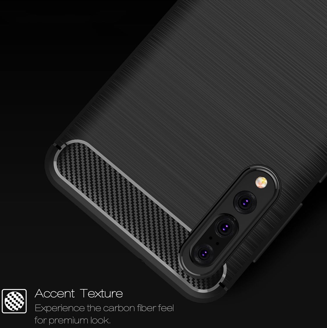 Huawei P20 Pro Geborsteld TPU Hoesje Zwart afbeelding 6