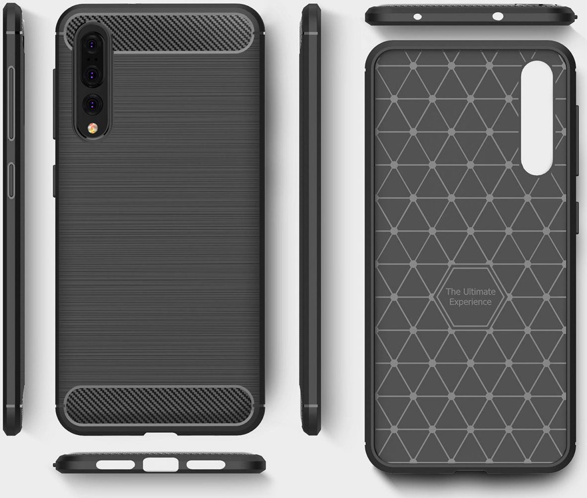 Huawei P20 Pro Geborsteld TPU Hoesje Zwart afbeelding 8