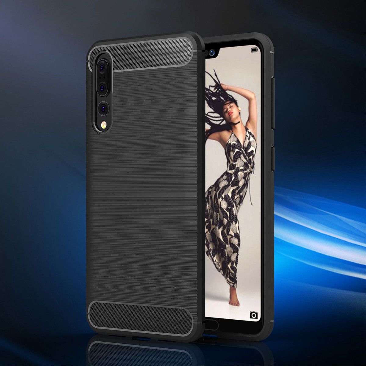 Huawei P20 Pro Geborsteld TPU Hoesje Zwart afbeelding 10