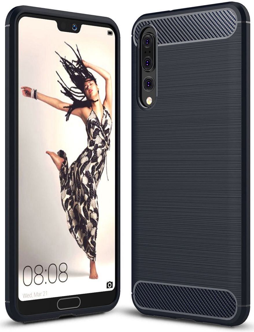 Huawei P20 Pro Geborsteld TPU Hoesje Blauw afbeelding 1