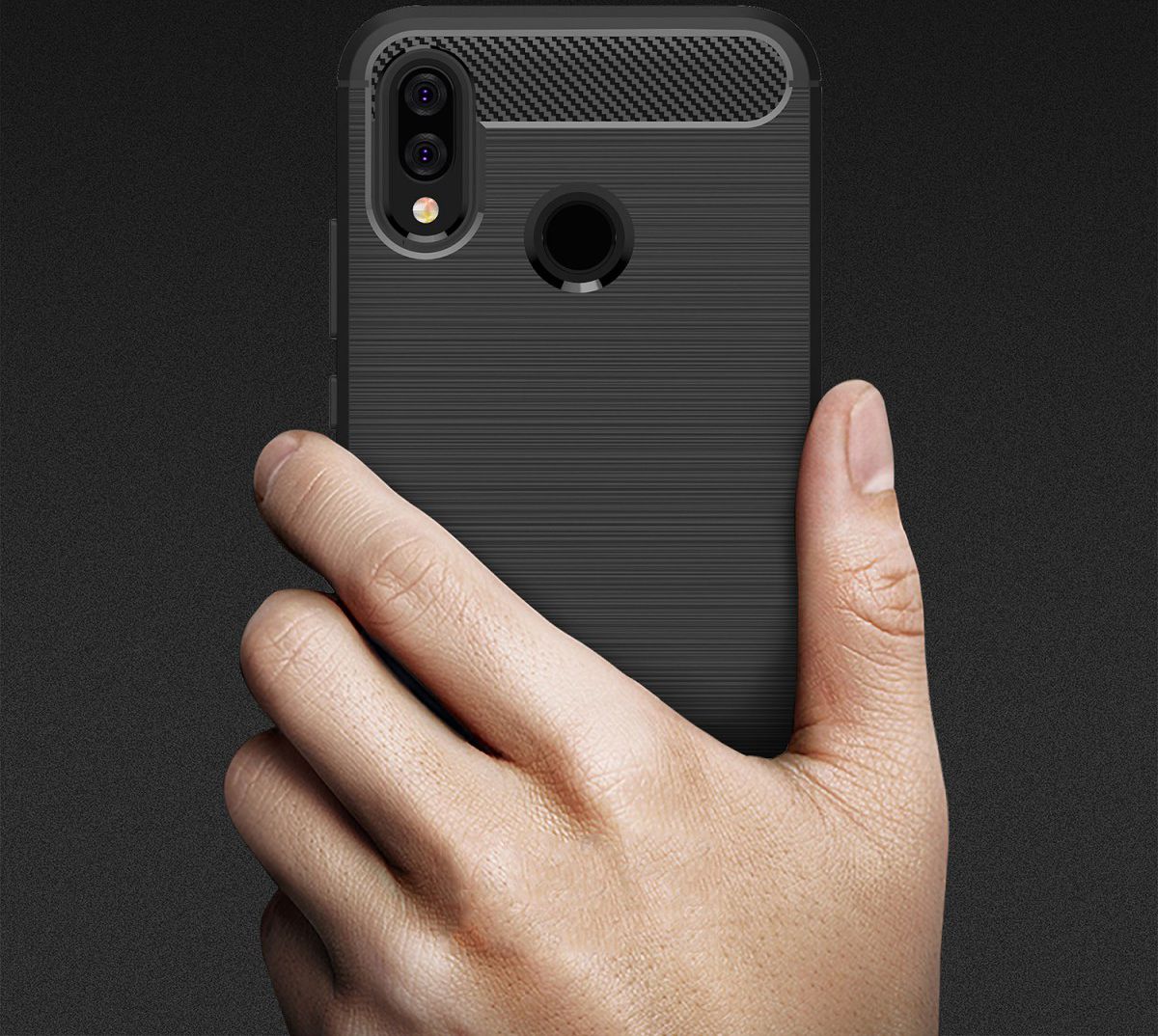 Huawei P20 Lite Geborsteld TPU Hoesje Zwart afbeelding 7