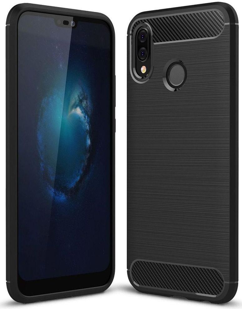 Huawei P20 Lite Geborsteld TPU Hoesje Zwart afbeelding 1