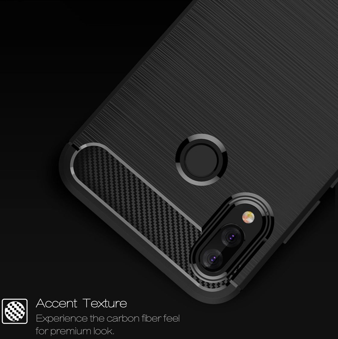 Huawei P20 Lite Geborsteld TPU Hoesje Zwart afbeelding 6