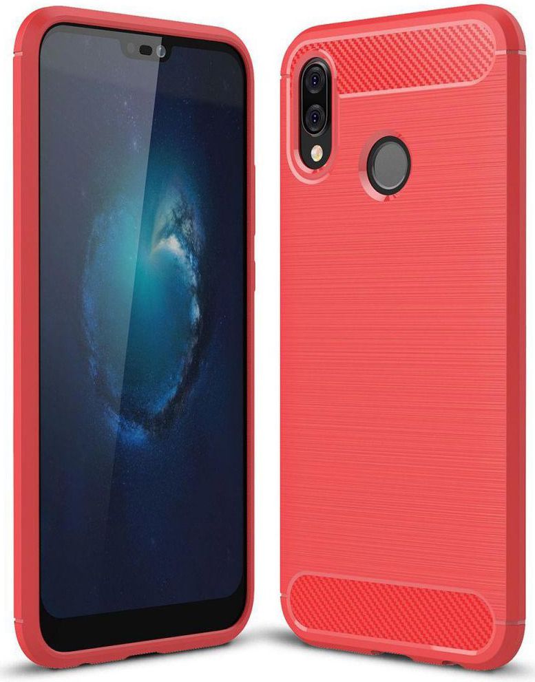 Huawei P20 Lite Geborsteld TPU Hoesje Rood afbeelding 1