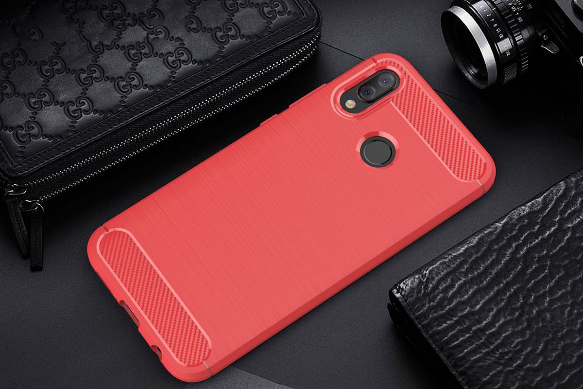 Huawei P20 Lite Geborsteld TPU Hoesje Rood afbeelding 2