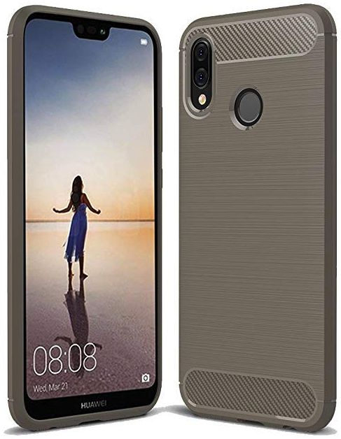 Huawei P20 Lite Geborsteld TPU Hoesje Grijs afbeelding 1