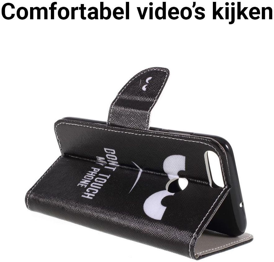 Huawei P Smart Portemonnee Hoesje met Don't Touch My Phone Print afbeelding 5
