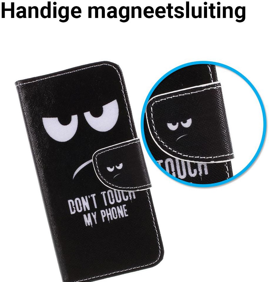 Huawei P Smart Portemonnee Hoesje met Don't Touch My Phone Print afbeelding 3