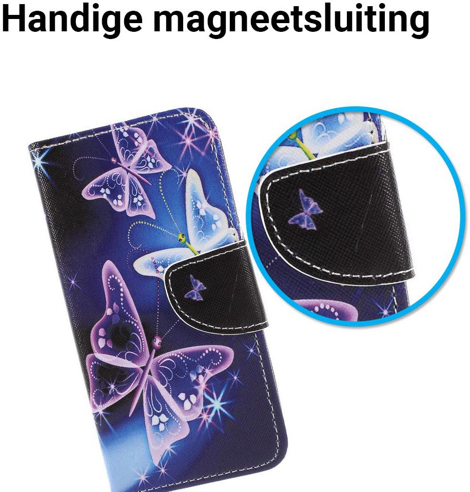 Huawei P Smart Portemonee Hoesje met Vlinders Print afbeelding 3
