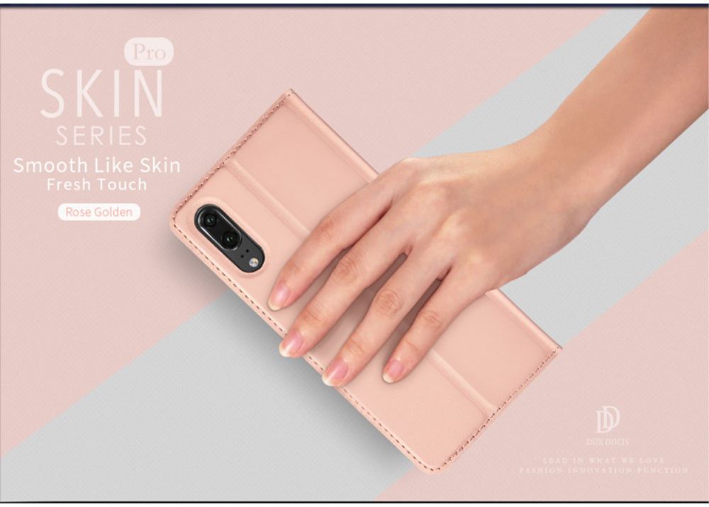 Dux Ducis Huawei P20 Bookcase Hoesje Roze Goud afbeelding 7