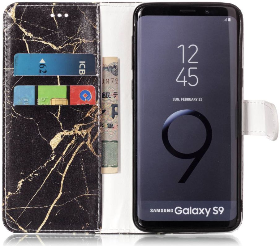 Samsung Galaxy S9 Portemonnee Hoesje Goud Marmer Print afbeelding 2