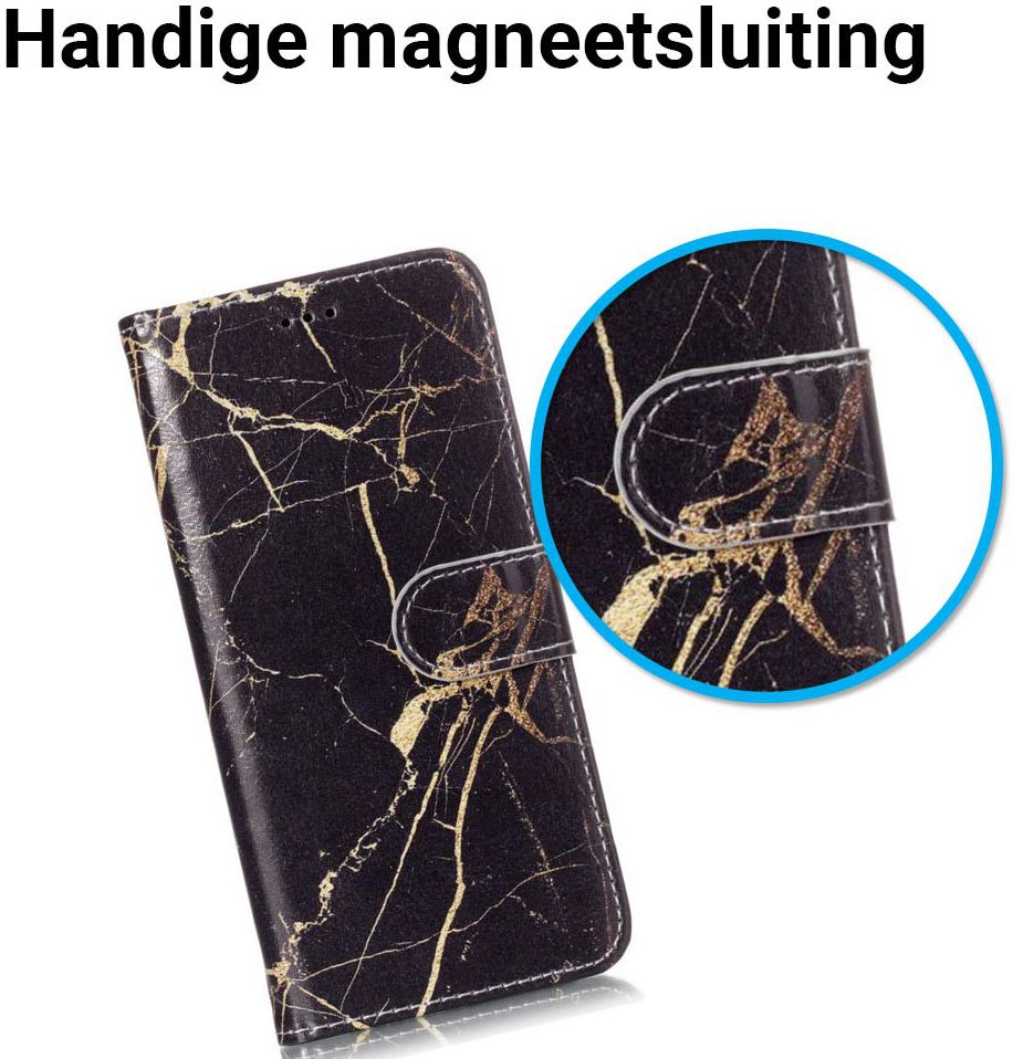 Samsung Galaxy S9 Portemonnee Hoesje Goud Marmer Print afbeelding 3