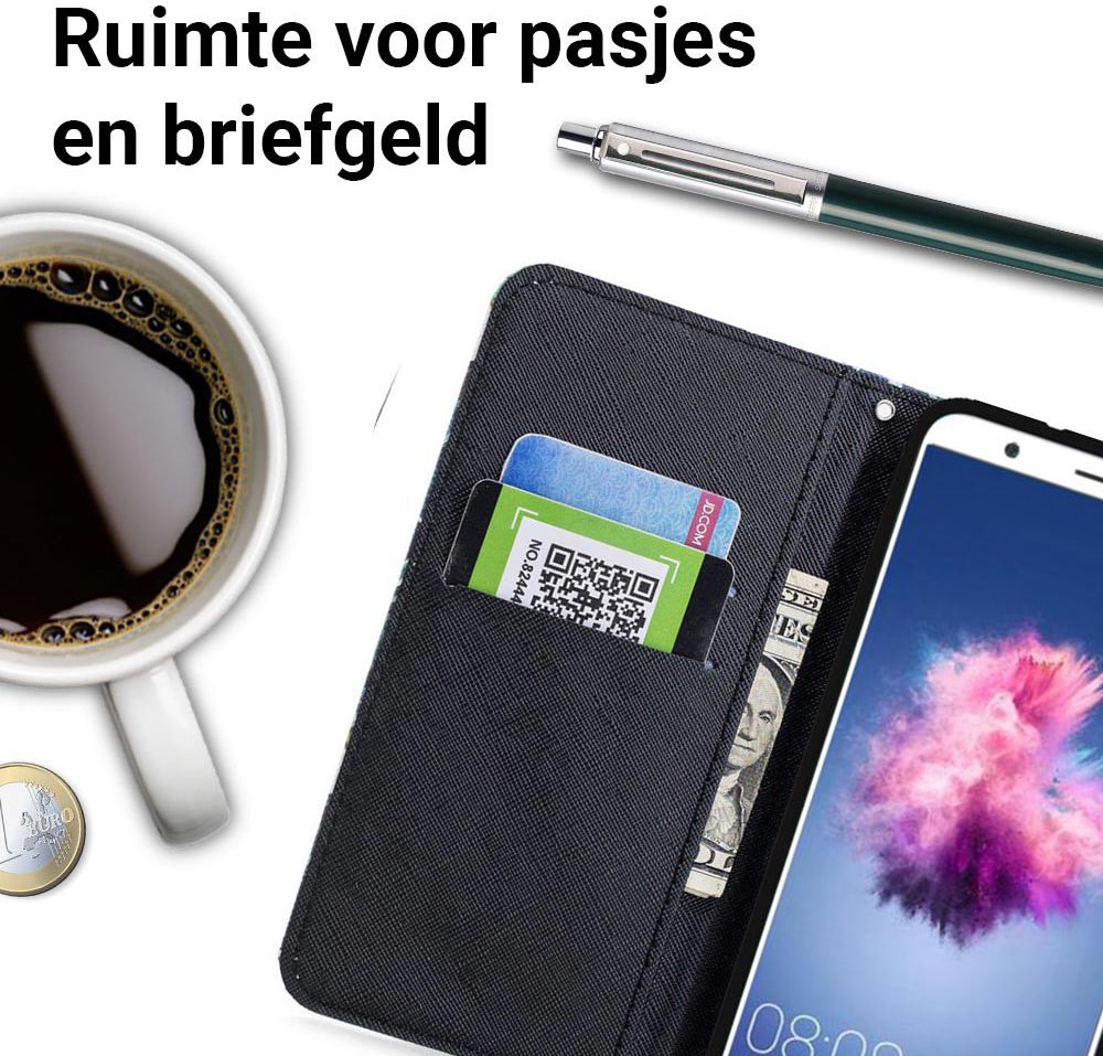 Huawei P Smart Portemonnee Hoesje met Bloem Print afbeelding 4