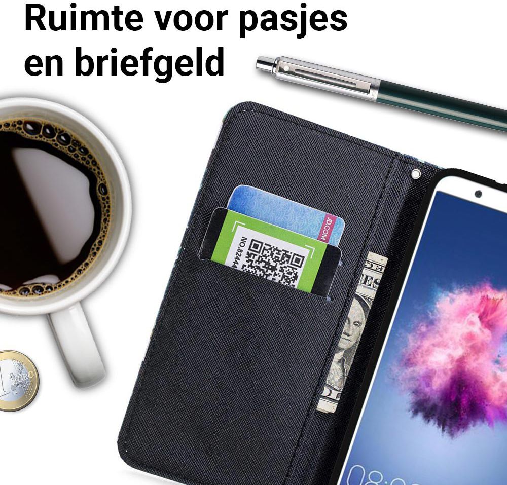Huawei P Smart Portemonnee Hoesje met Blad Print afbeelding 4