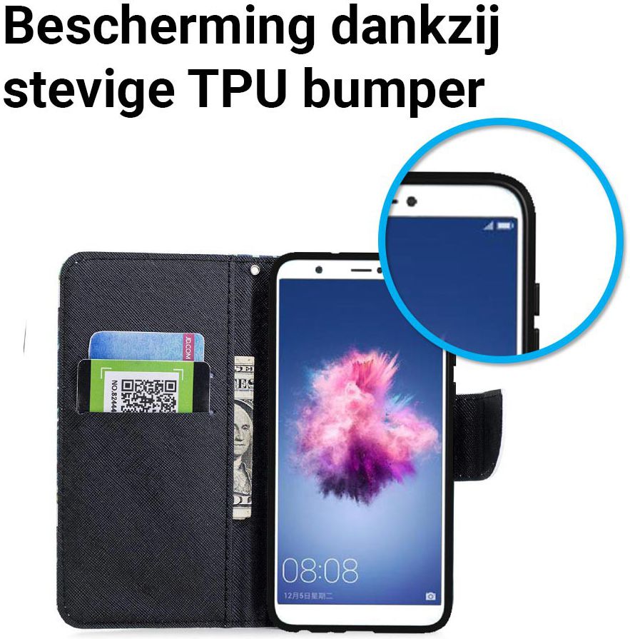 Huawei P Smart Portemonnee Hoesje met Blad Print afbeelding 5
