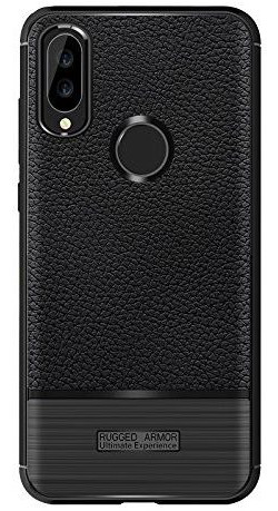 Huawei P20 Lite Rugged Armor Geborsteld TPU Hoesje Zwart afbeelding 1