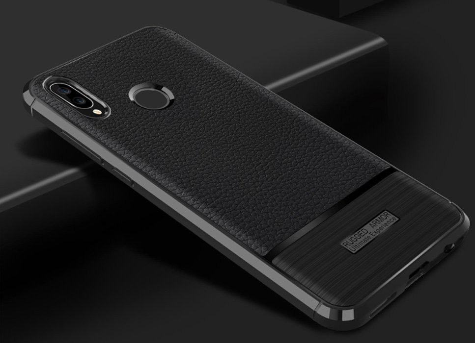 Huawei P20 Lite Rugged Armor Geborsteld TPU Hoesje Zwart afbeelding 4