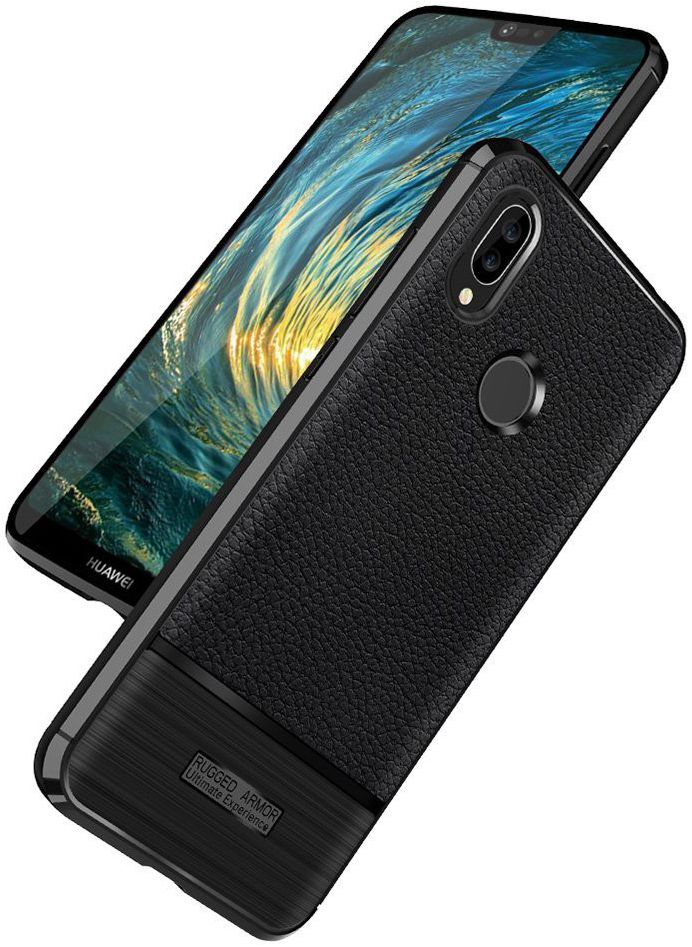 Huawei P20 Lite Rugged Armor Geborsteld TPU Hoesje Zwart afbeelding 2