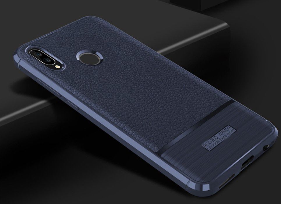 Huawei P20 Lite Rugged Armor Geborsteld TPU Hoesje Blauw afbeelding 2