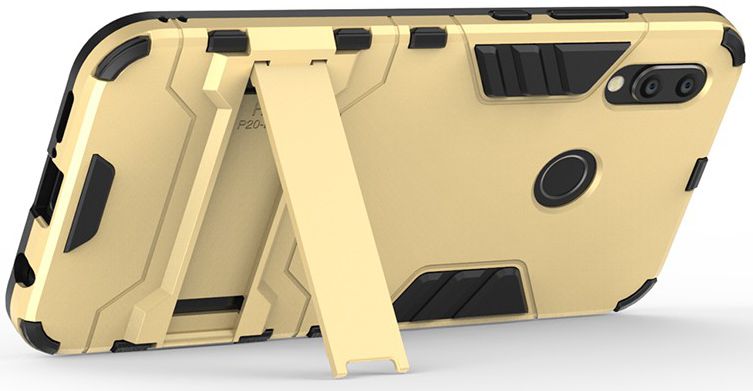 Huawei P20 Lite Hybride Hoesje met Standaard Goud afbeelding 2