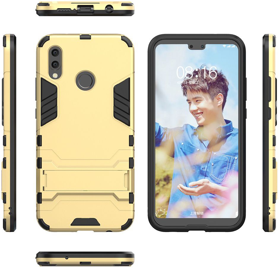 Huawei P20 Lite Hybride Hoesje met Standaard Goud afbeelding 3
