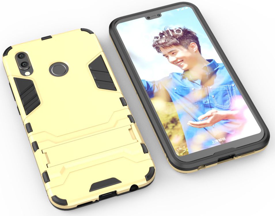 Huawei P20 Lite Hybride Hoesje met Standaard Goud afbeelding 5