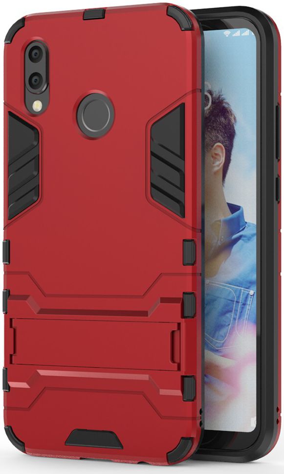 Huawei P20 Lite Hybride Hoesje met Standaard Rood afbeelding 1