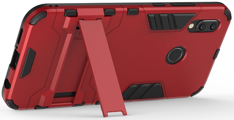 Huawei P20 Lite Hybride Hoesje met Standaard Rood afbeelding 2