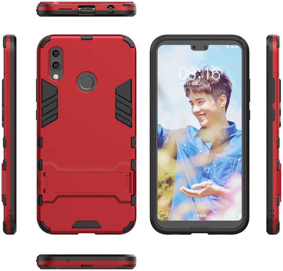 Huawei P20 Lite Hybride Hoesje met Standaard Rood afbeelding 3