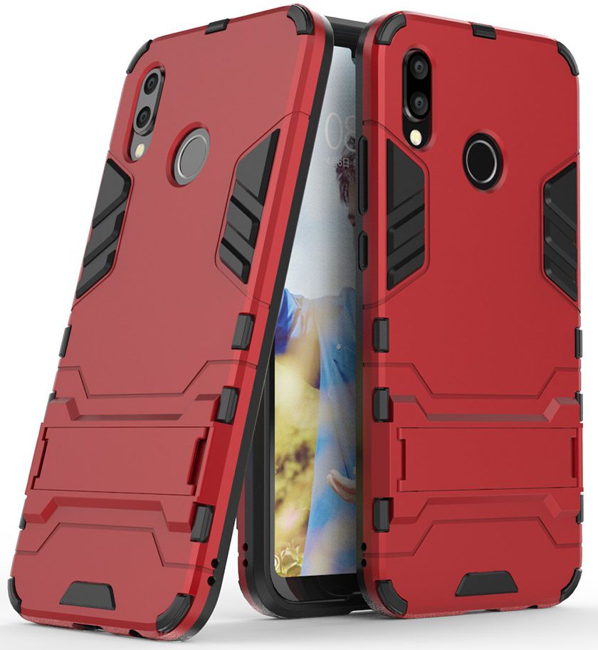 Huawei P20 Lite Hybride Hoesje met Standaard Rood afbeelding 4
