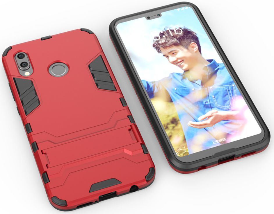 Huawei P20 Lite Hybride Hoesje met Standaard Rood afbeelding 5