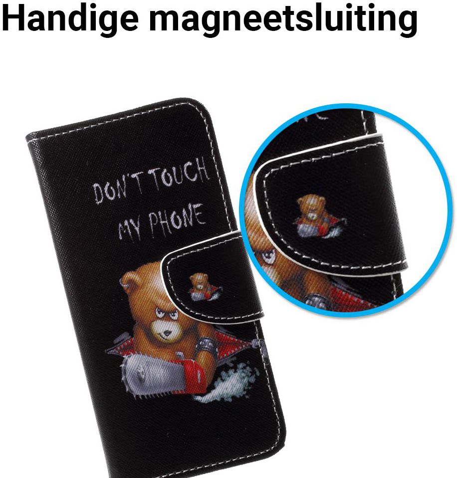 Huawei P20 Lite Portemonnee Hoesje met Print Teddy afbeelding 3