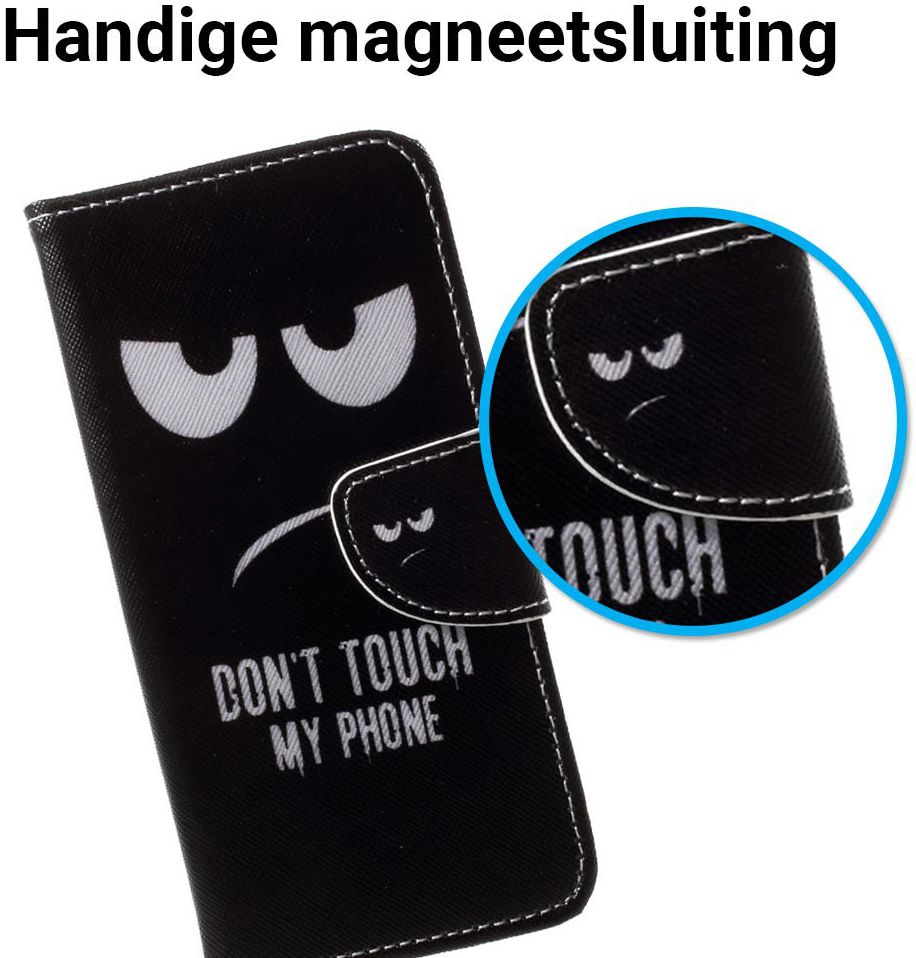 Huawei P20 Lite Portemonnee Hoesje met Print Don't Touch My Phone afbeelding 3