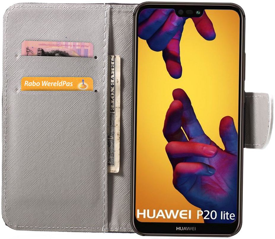 Huawei P20 Lite Portemonnee Hoesje met Print Vlinders afbeelding 2
