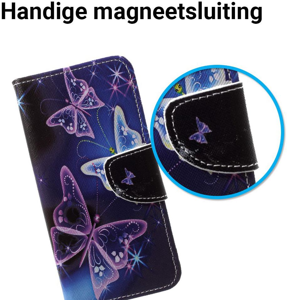 Huawei P20 Lite Portemonnee Hoesje met Print Vlinders afbeelding 3