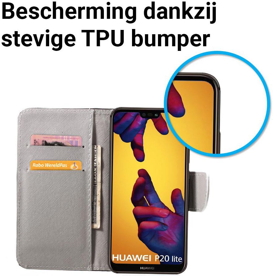 Huawei P20 Lite Portemonnee Hoesje met Print Vlinders afbeelding 4