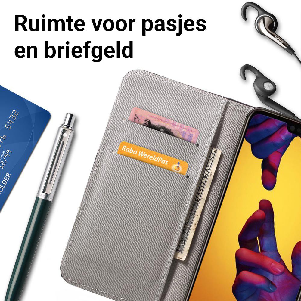 Huawei P20 Lite Portemonnee Hoesje met Print Vlinders afbeelding 5