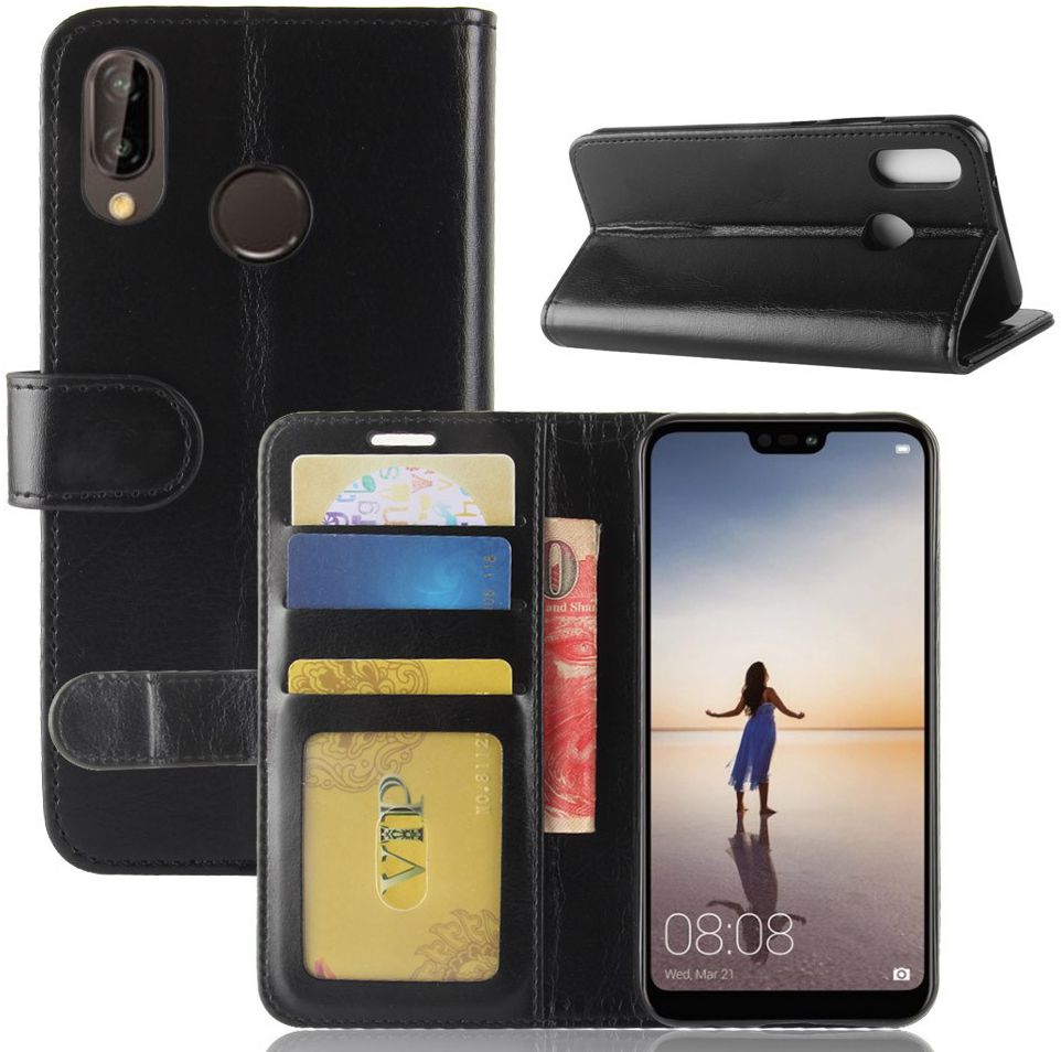 Huawei P20 Lite Hoesje met Kaarthouder Zwart afbeelding 6