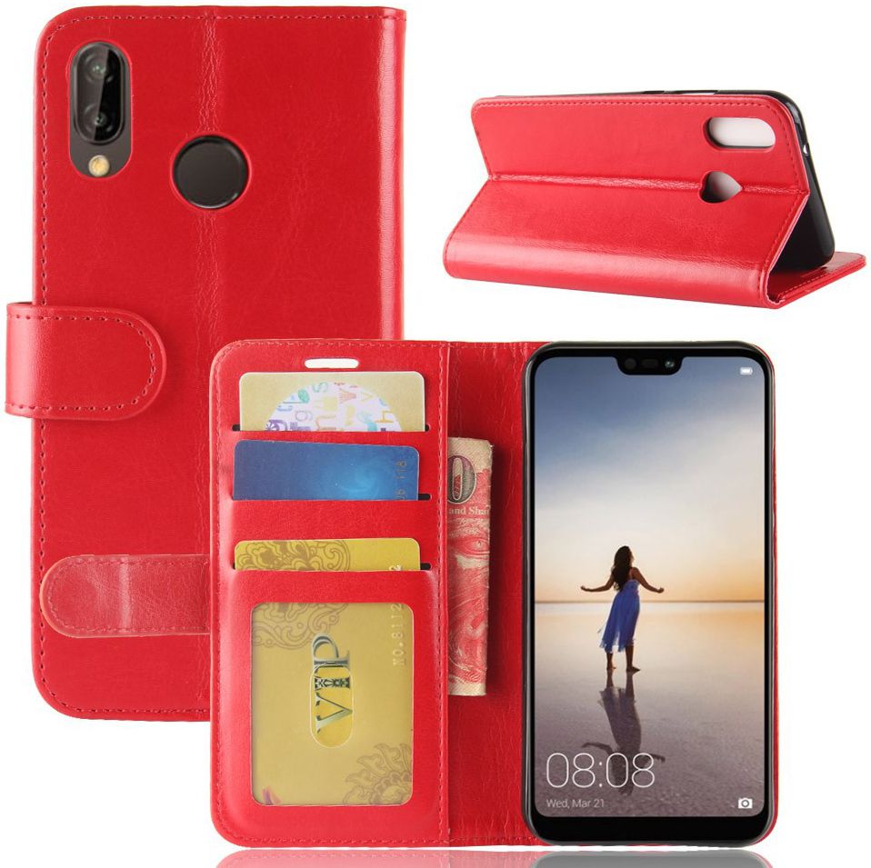 Huawei P20 Lite Hoesje met Kaarthouder Rood afbeelding 7