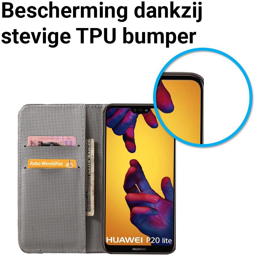 Huawei P20 Lite Portemonnee Hoesje met Print Roos afbeelding 6