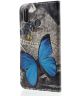 Huawei P20 Lite Portemonnee Hoesje met Print Blauwe Vlinder