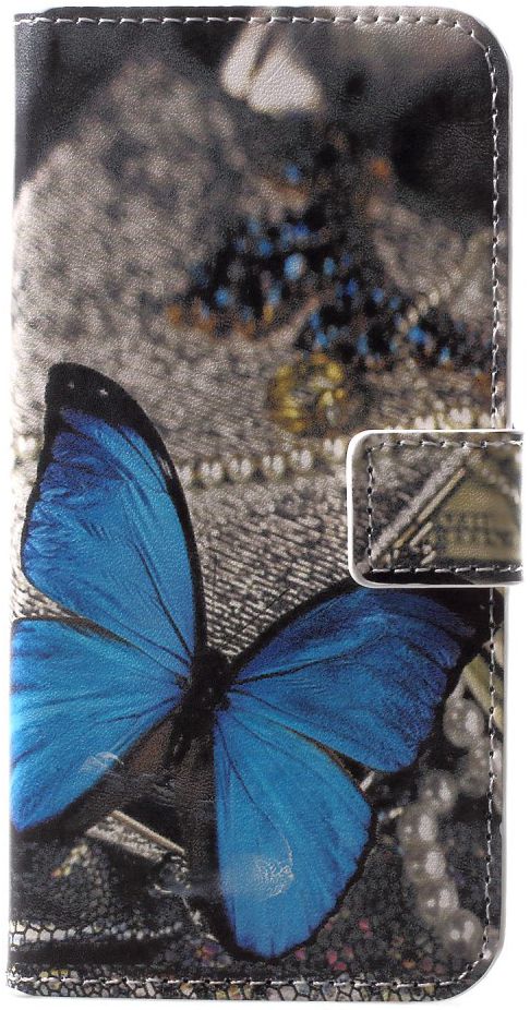 Huawei P20 Lite Portemonnee Hoesje met Print Blauwe Vlinder afbeelding 1