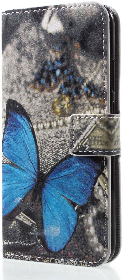 Huawei P20 Lite Portemonnee Hoesje met Print Blauwe Vlinder afbeelding 8