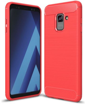 Samsung Galaxy A8 (2018) Geborsteld TPU Hoesje Rood Hoesjes