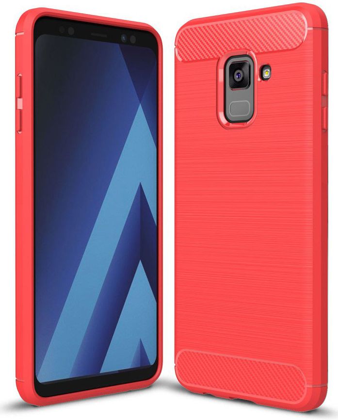 Samsung Galaxy A8 (2018) Geborsteld TPU Hoesje Rood afbeelding 1