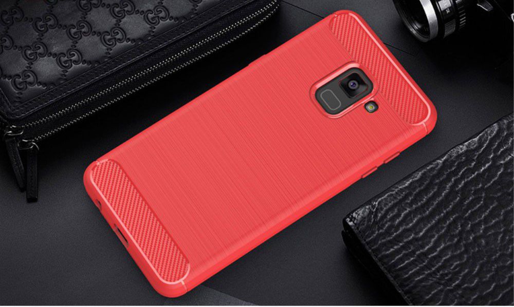 Samsung Galaxy A8 (2018) Geborsteld TPU Hoesje Rood afbeelding 2