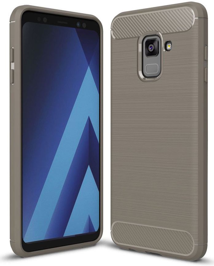 Samsung Galaxy A8 (2018) Geborsteld TPU Hoesje Grijs afbeelding 1