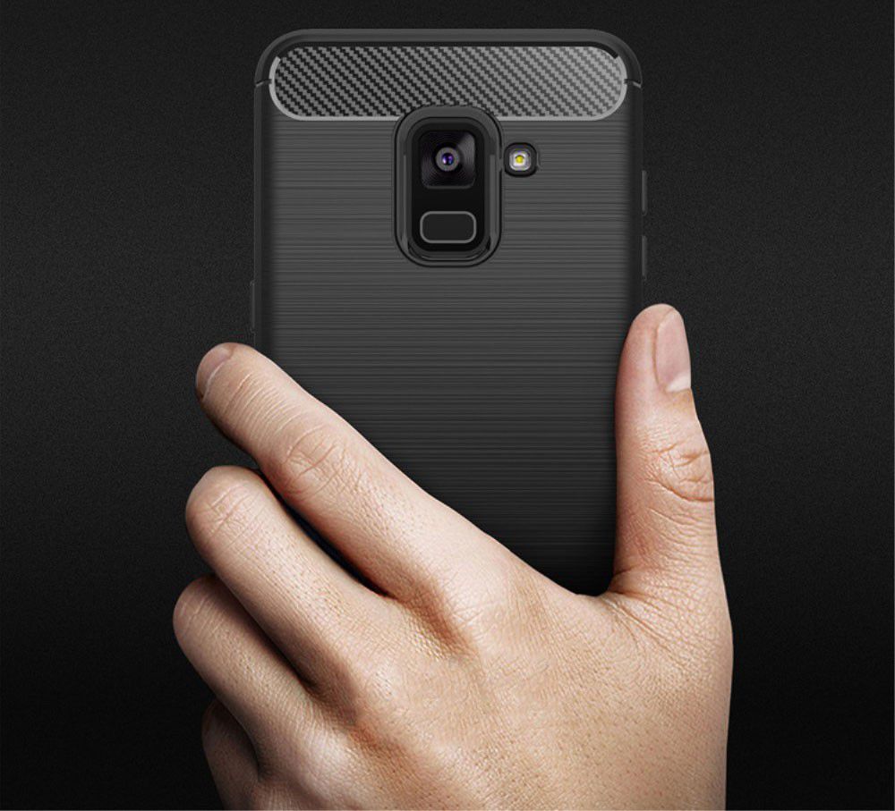 Samsung Galaxy A8 (2018) Geborsteld TPU Hoesje Grijs afbeelding 6