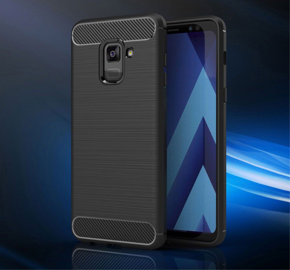 Samsung Galaxy A8 (2018) Geborsteld TPU Hoesje Grijs afbeelding 8