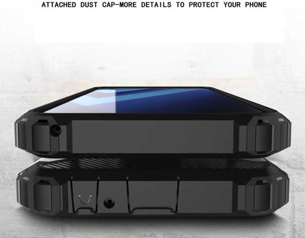 Samsung Galaxy A8 (2018) Robuust Hybride Hoesje Grijs afbeelding 9